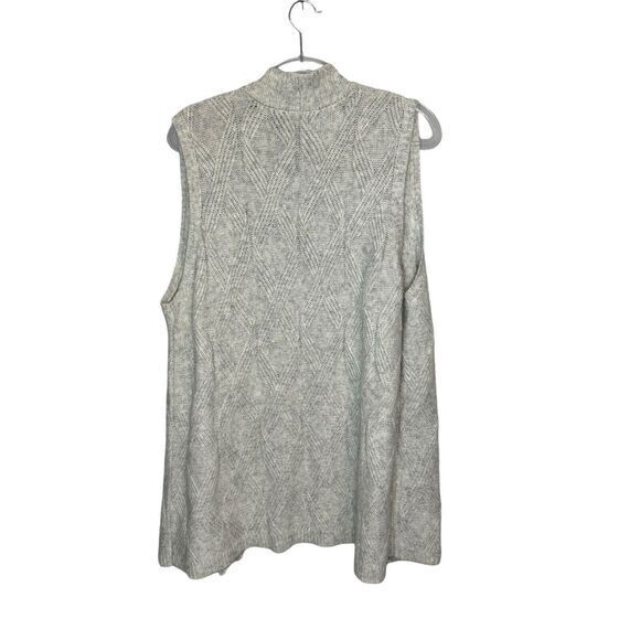 CHICOS Size 2‎ US L Open Front Long Line Super Soft Cabled Sleeveless Cardigan - Picture 2 of 5